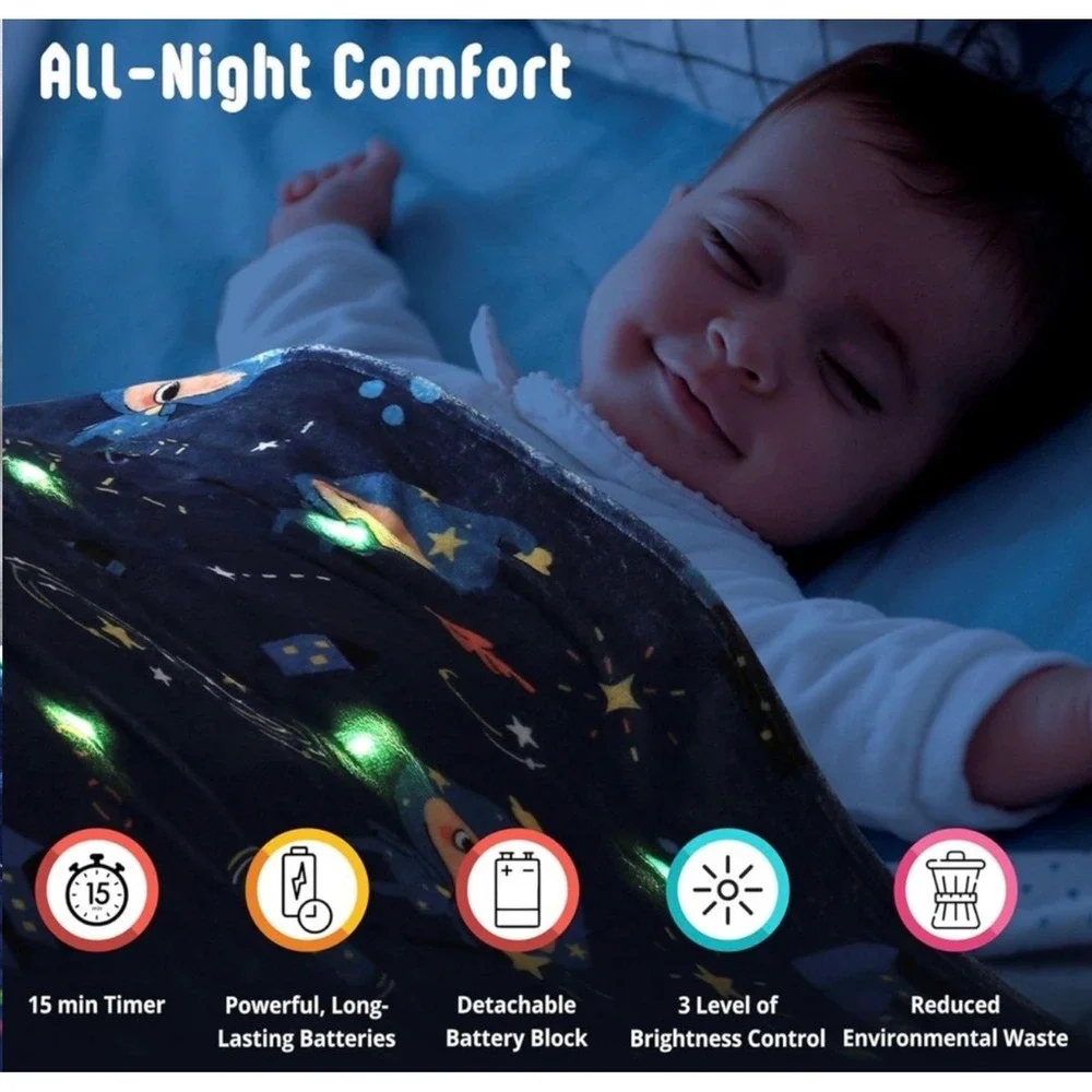 NWT LED Light Up Blanket 61x53 Soft Plush Lighted Throw